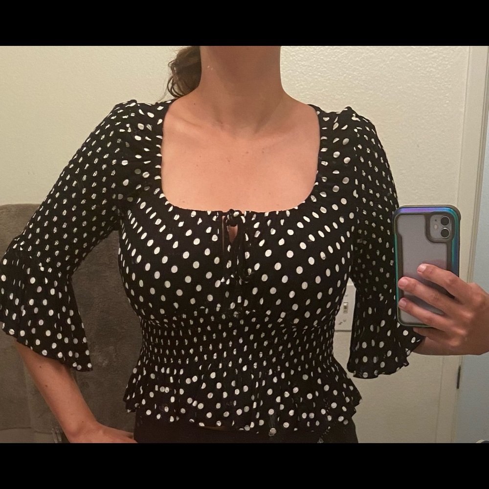 Free People Large polka dot crop top